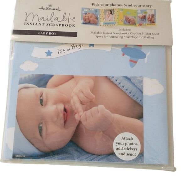 Hallmark Instant Scrapbook Sealed Mailable Baby Boy Brag Book NWT Blue Pastel - Picture 7 of 10